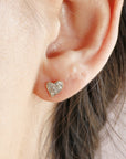 Cute Diamond Heart Earrings (SINGLE or PAIR)