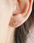 Cute Diamond Heart Earrings (SINGLE or PAIR)