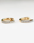 14k Solid Gold Diamond Huggies Hoop Earrings