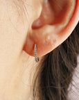 14k Solid Gold Diamond Huggies Hoop Earrings
