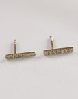 Diamond Bar Earrings, 14k Solid Gold Earrings
