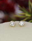 0.50 Ct Natural Diamond Bezel Set Stud Earrings 14K Solid Gold