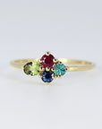 Four Stones Cluster Ring, Peridot Cluster Ring, Multi Gemstone Ring - Melt'm Jewelry