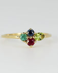 Four Stones Cluster Ring, Peridot Cluster Ring, Multi Gemstone Ring - Melt'm Jewelry