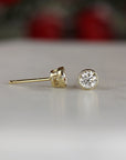 0.50 Ct Natural Diamond Bezel Set Stud Earrings 14K Solid Gold
