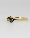 Four Stones Cluster Ring, Sapphire Cluster Ring, Multi Gemstone Ring