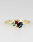 Four Stones Cluster Ring, Sapphire Cluster Ring, Multi Gemstone Ring