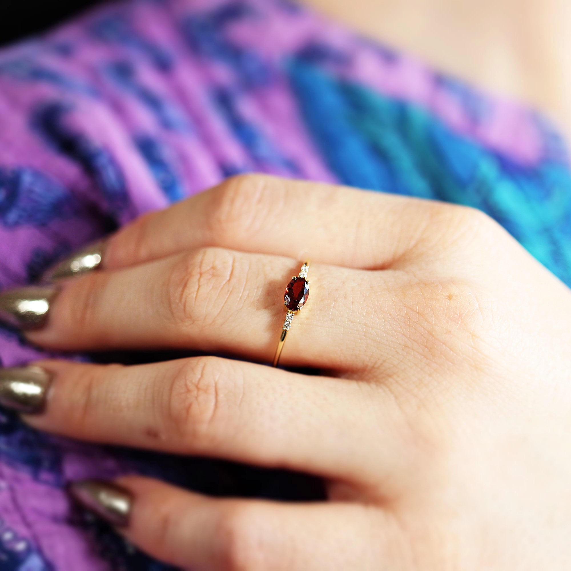 Pink Tourmaline Birthstone Ring 14k Solid Gold