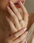 Round Rose Cut Clear Diamond Ring in 14k Gold