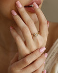 Round Rose Cut Clear Diamond Ring in 14k Gold