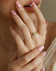 Round Rose Cut Clear Diamond Ring in 14k Gold