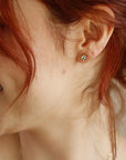 Round Aquamarine Bezel Earrings 14k Gold, Natural Aquamarine March Birthstone Studs