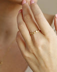 Diamond Star Ring 14k Gold – Five Star Celestial Wedding Band, Natural Diamond Stacking Ring, Dainty Gold Star Band Gift for Her