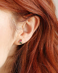 Pink Tourmaline & Green Tourmaline Earrings 14k Solid Gold
