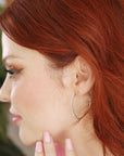 Big Size Silver Petal Hoop Earrings, Lotus Petal Earrings