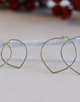 Big Size Silver Petal Hoop Earrings, Lotus Petal Earrings