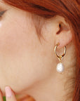 Gold Filled Pearl Hoop Earrings