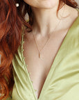 14k Solid Gold Vertical Bar Initial Necklace