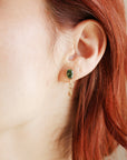 14k Solid Gold Green Tourmaline Chain Earrings