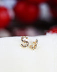 Diamond Initials Stud Earrings in 14k Gold (SINGLE or PAIR)