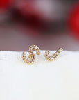 Diamond Initials Stud Earrings in 14k Gold (SINGLE or PAIR)