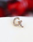 Initial Diamond Stud Earrings 14k Gold - Single or Pair