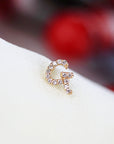 Initial Diamond Stud Earrings 14k Gold - Single or Pair