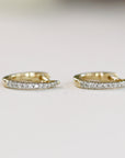 14k Solid Gold Diamond Huggies Hoop Earrings