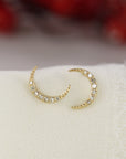 Diamond Moon Earrings 14k Solid Gold