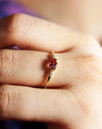 Pink Tourmaline Birthstone Ring 14k Solid Gold
