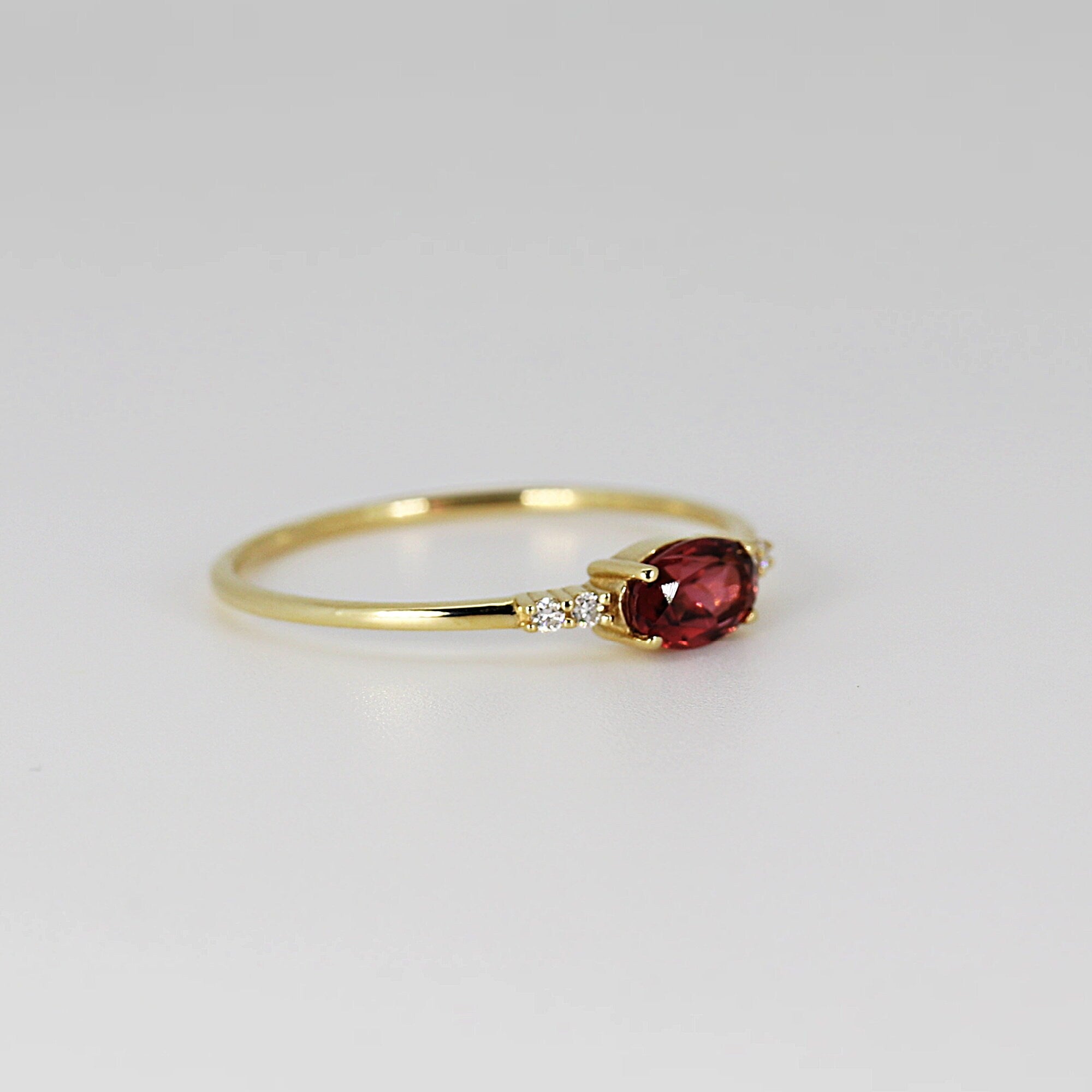 Pink Tourmaline Birthstone Ring 14k Solid Gold