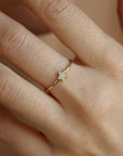 Genuine Diamond Star Ring in 14k Gold