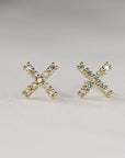 Diamond X Stud Earrings in 14k Yellow Gold