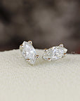 Marquise Diamond Stud Earrings, 0.14 ct VS Diamond Earrings 14k Gold