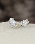 Marquise Diamond Stud Earrings, 0.14 ct VS Diamond Earrings 14k Gold