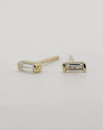 Baguette Diamond Stud Earrings 14k Gold