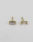 Baguette Diamond Stud Earrings 14k Gold