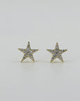 Diamond Star Studs 14k Solid Gold, Second Hole Studs, Single / Pair