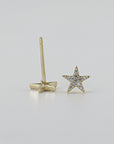 Diamond Star Studs 14k Solid Gold, Second Hole Studs, Single / Pair
