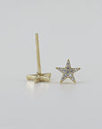 Diamond Star Studs 14k Solid Gold, Second Hole Studs, Single / Pair