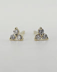 Diamond Trio Stud Earrings, Diamond Cluster Earrings (SINGLE OR PAIR)