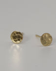 Tiny Gold Circle Earrings, Single or Pair Hammered Gold - Melt'm Jewelry