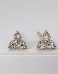Diamond Trio Stud Earrings, Diamond Cluster Earrings (SINGLE OR PAIR)