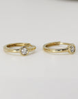 Bezel Solitaire Diamond Huggies Earrings 14k Solid Gold