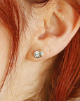 Aquamarine Stud Earrings 14k Solid Gold