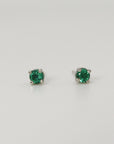 Delicate Emerald Stud Earrings 14k Gold