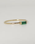 Minimalist Baguette Emerald Ring 14k Gold