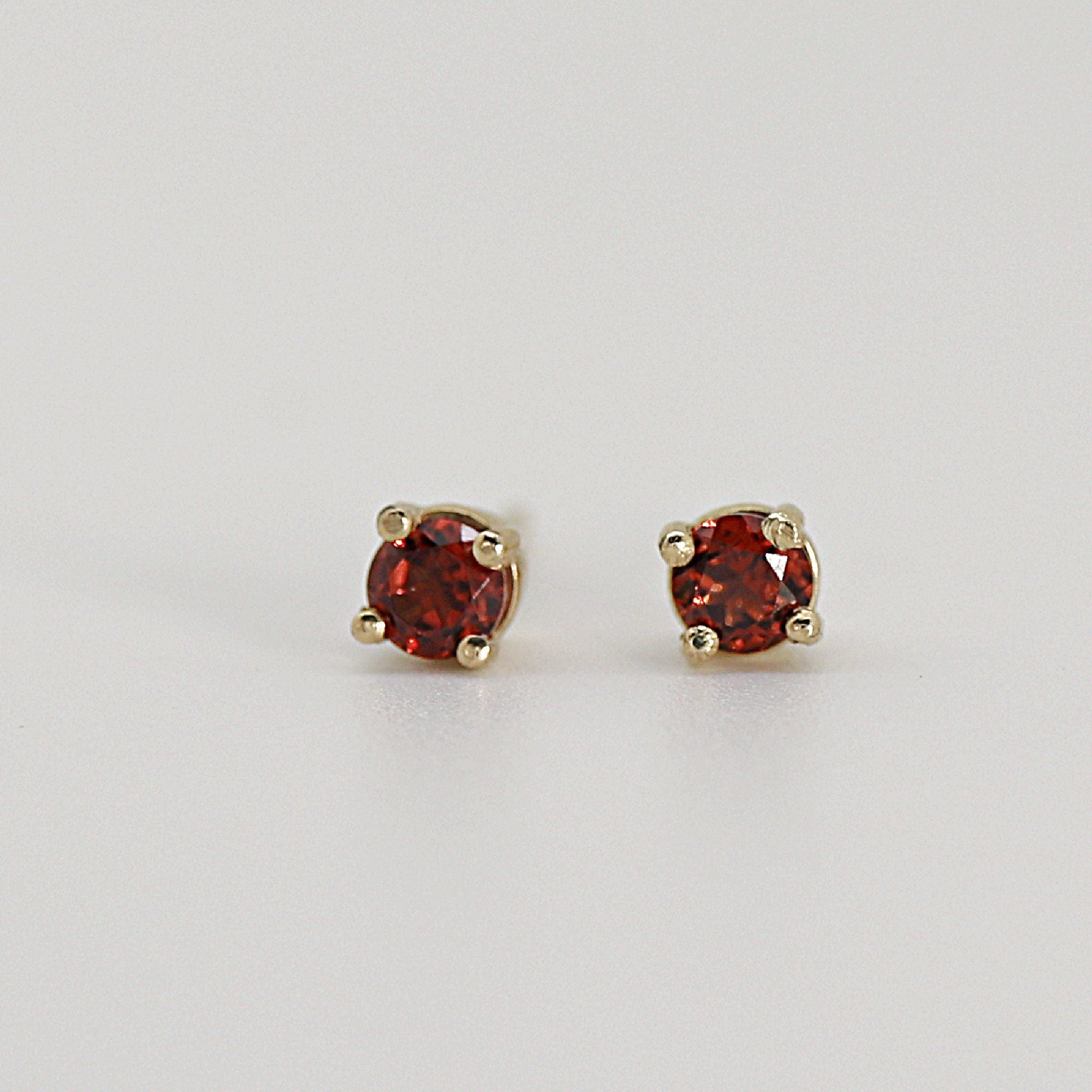 Garnet Stud Earrings 14k Gold
