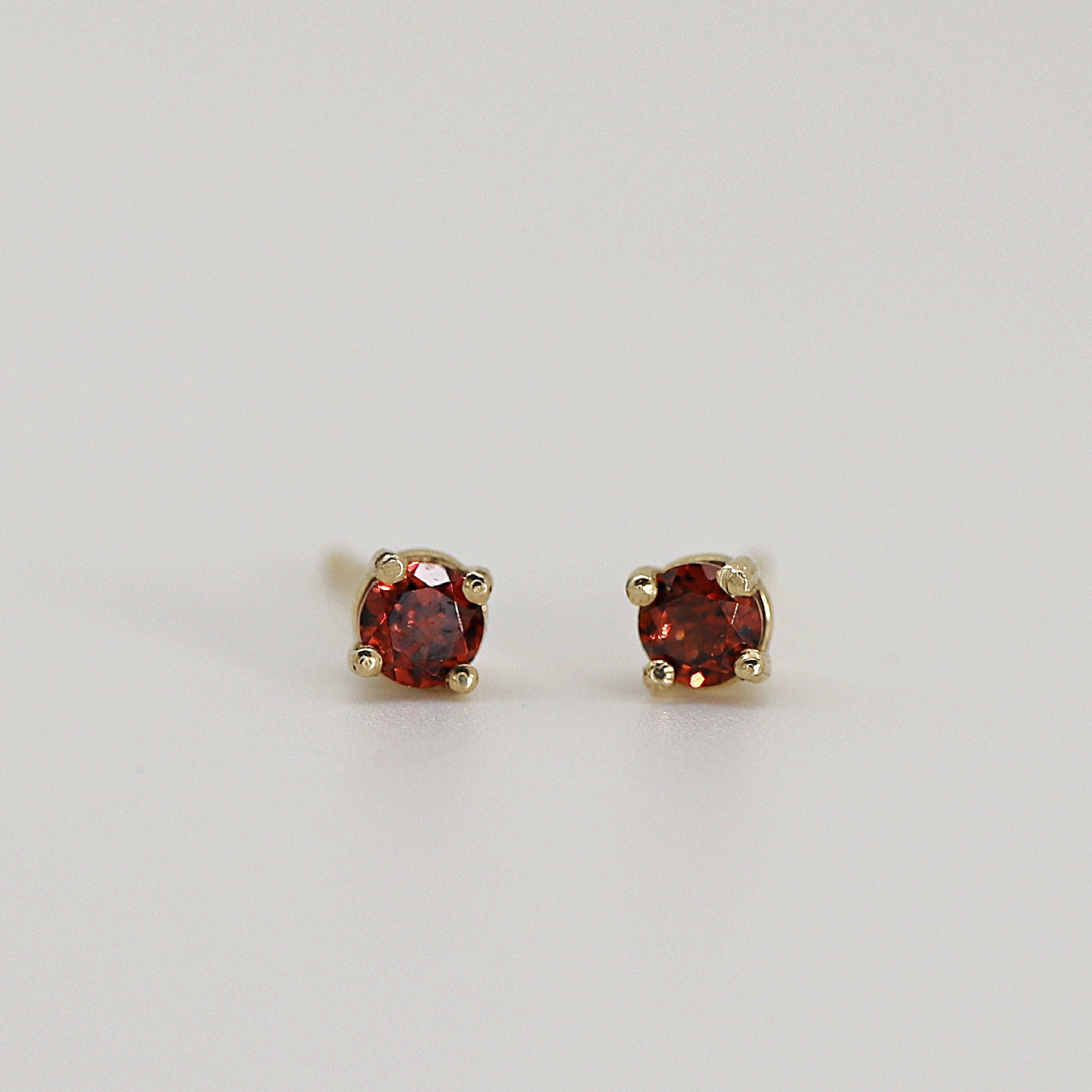 Garnet Stud Earrings 14k Gold