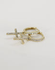 Diamond Cross Hoop Earrings (SINGLE or PAIR)